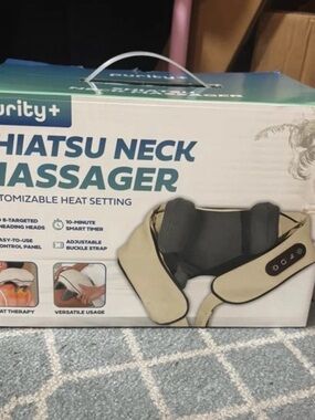 Beige & Black Shiatsu Neck Massager with Heat